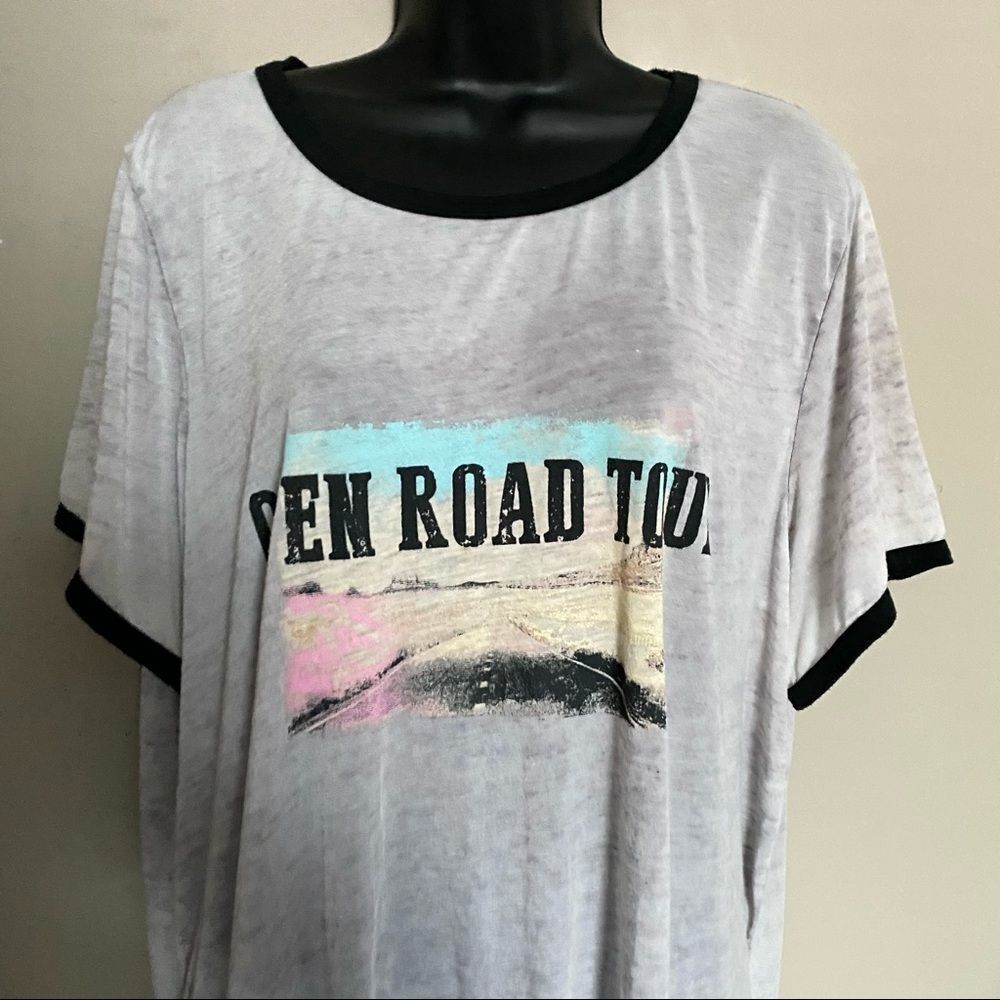 LORENA Rose Open Road Trip Comfy Gray Shirt Oversized - Picture 3 of 8